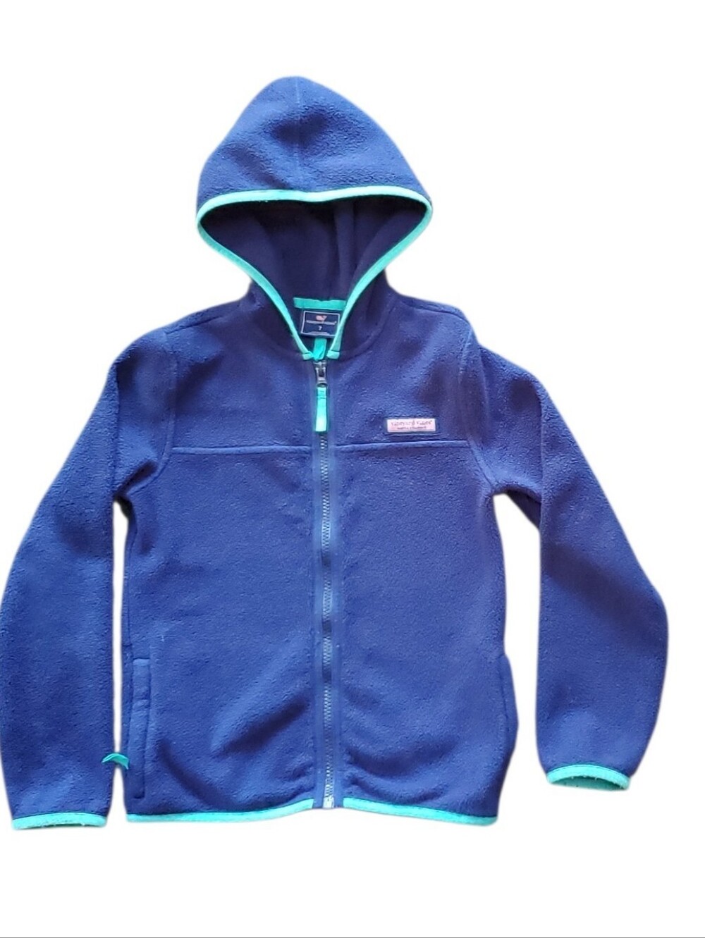 Vineyard vines fleece hoodie Dark Blue full zip up Size 7
